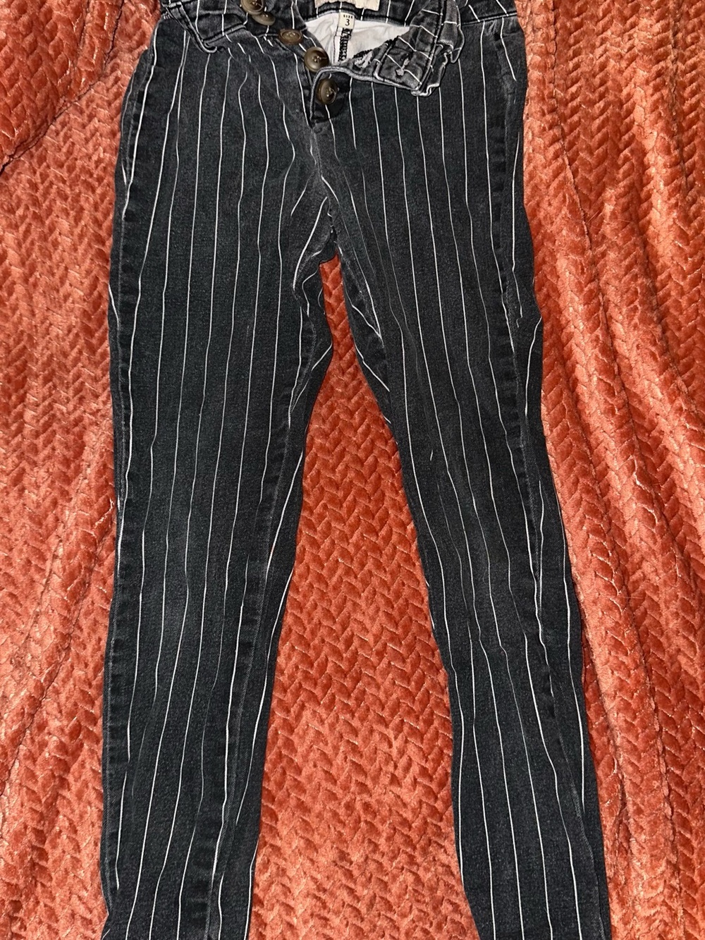 Black Pinstripe Skinny Pants